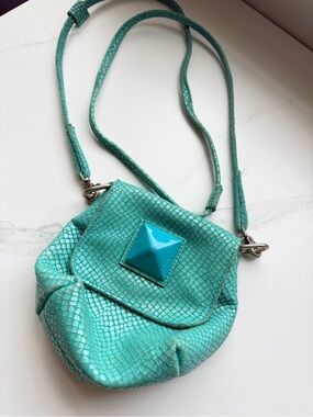 Jazmin Chebar -Teal Mini Crossbody with Pyramid Accent